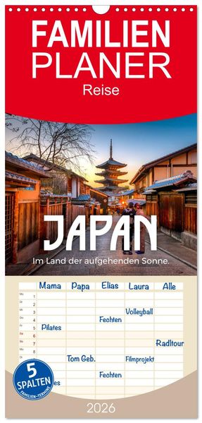 Familienplaner 2026 - Japan - Im Land der aufgehenden Sonne. mit 5 Spalten (Wandkalender 21 x 45 cm) CALVENDO