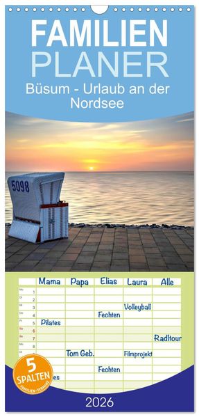 Familienplaner 2026 - Büsum - Urlaub an der Nordsee mit 5 Spalten (Wandkalender 21 x 45 cm) CALVENDO