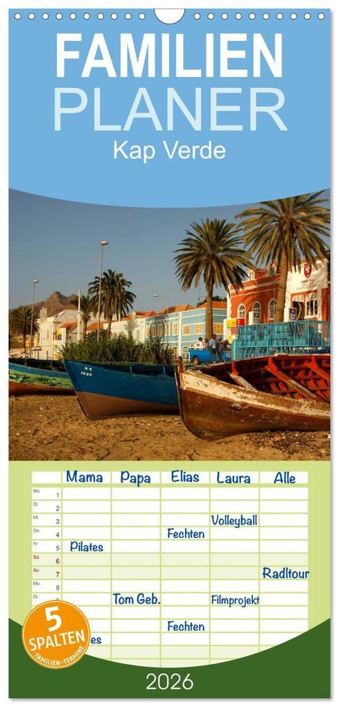 Familienplaner 2026 - Kap Verde mit 5 Spalten (Wandkalender 21 x 45 cm) CALVENDO
