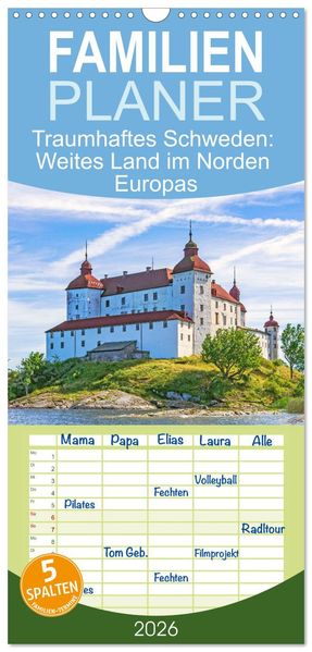 Familienplaner 2026 - Traumhaftes Schweden: Weites Land im Norden Europas mit 5 Spalten (Wandkalender 21 x 45 cm) CALVENDO