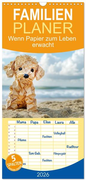 Familienplaner 2026 - Wenn Papier zum Leben erwacht mit 5 Spalten (Wandkalender 21 x 45 cm) CALVENDO