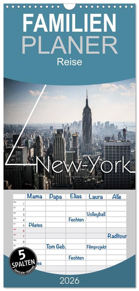 Familienplaner 2026 - New York Shoots mit 5 Spalten (Wandkalender 21 x 45 cm) CALVENDO