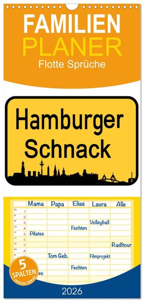 Familienplaner 2026 - Hamburger Schnack mit 5 Spalten (Wandkalender 21 x 45 cm) CALVENDO