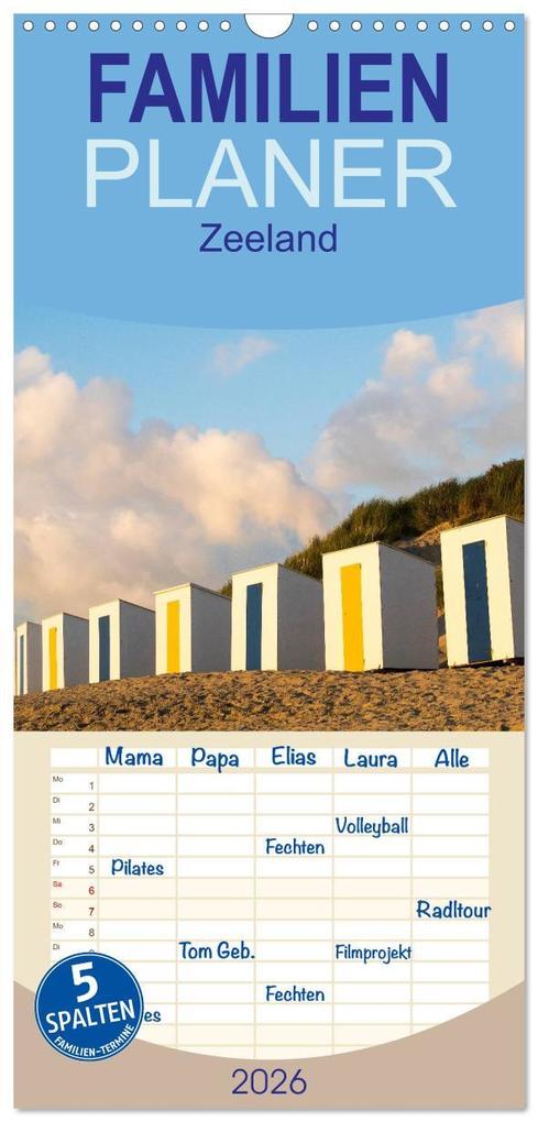 Familienplaner 2026 - Zeeland mit 5 Spalten (Wandkalender 21 x 45 cm) CALVENDO