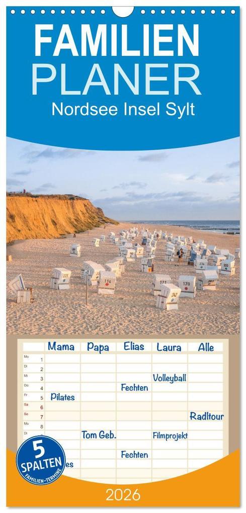 Familienplaner 2026 - Nordsee Insel Sylt mit 5 Spalten (Wandkalender 21 x 45 cm) CALVENDO