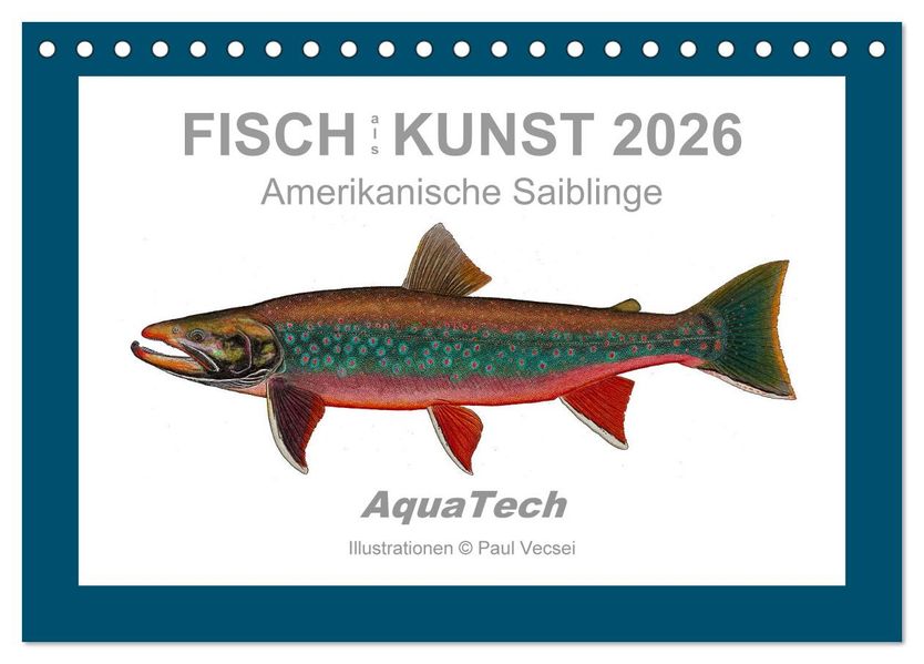 Fisch als Kunst 2026: Amerikanische Saiblinge (Tischkalender 2026 DIN A5 quer) CALVENDO Monatskalender