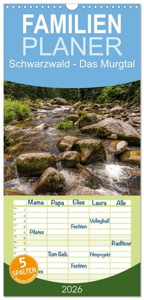 Familienplaner 2026 - Schwarzwald - Das Murgtal mit 5 Spalten (Wandkalender 21 x 45 cm) CALVENDO
