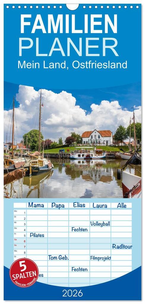 Familienplaner 2026 - Mein Land Ostfriesland mit 5 Spalten (Wandkalender 21 x 45 cm) CALVENDO