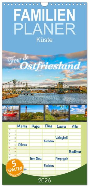 Familienplaner 2026 - Tour de Ostfriesland mit 5 Spalten (Wandkalender 21 x 45 cm) CALVENDO