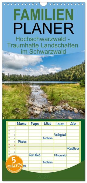 Familienplaner 2026 - Hochschwarzwald - Traumhafte Landschaften im Schwarzwald mit 5 Spalten (Wandkalender 21 x 45 cm) CALVENDO