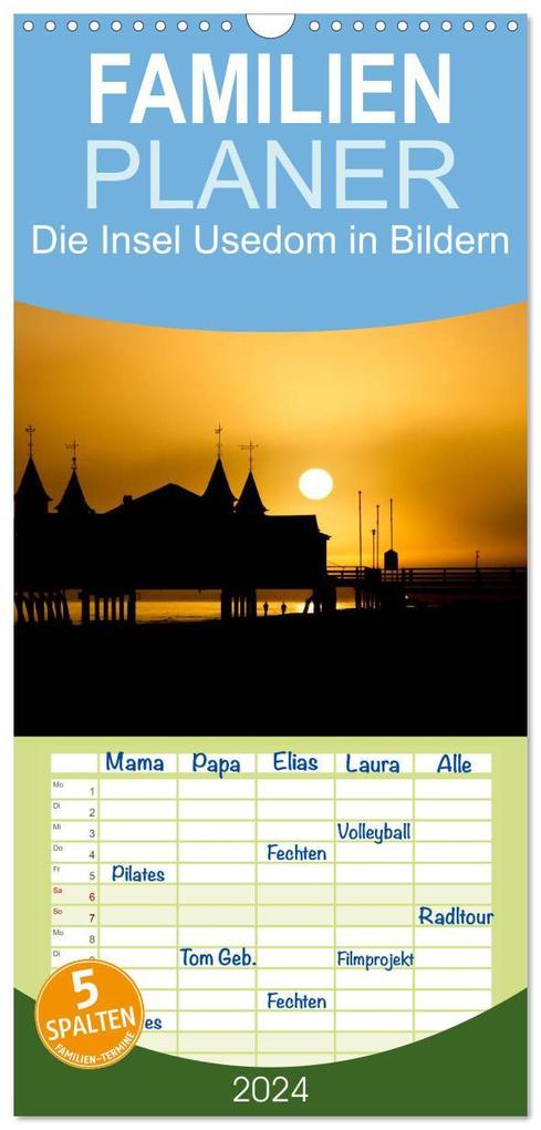 Familienplaner 2026 - Die Insel Usedom in Bildern mit 5 Spalten (Wandkalender 21 x 45 cm) CALVENDO