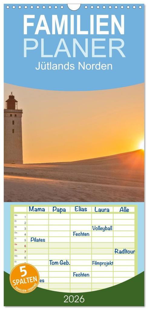 Familienplaner 2026 - Jütlands Norden - Willkommen im Land des Lichts mit 5 Spalten (Wandkalender 21 x 45 cm) CALVENDO
