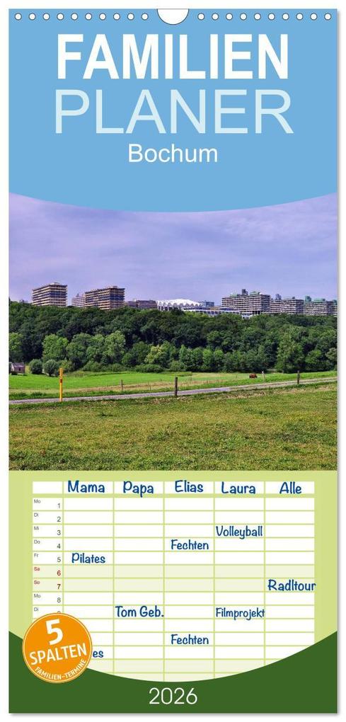 Familienplaner 2026 - Bochum mit 5 Spalten (Wandkalender 21 x 45 cm) CALVENDO