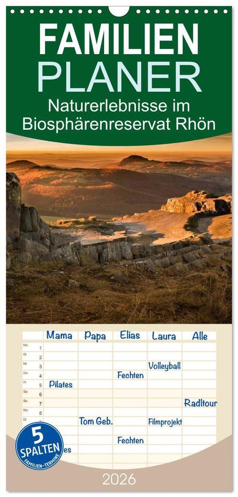 Familienplaner 2026 - Naturerlebnis im Biosphärenreservat Rhön mit 5 Spalten (Wandkalender 21 x 45 cm) CALVENDO