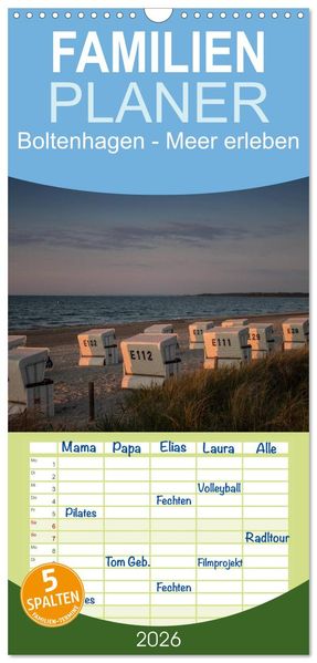 Familienplaner 2026 - Boltenhagen - Meer erleben mit 5 Spalten (Wandkalender 21 x 45 cm) CALVENDO