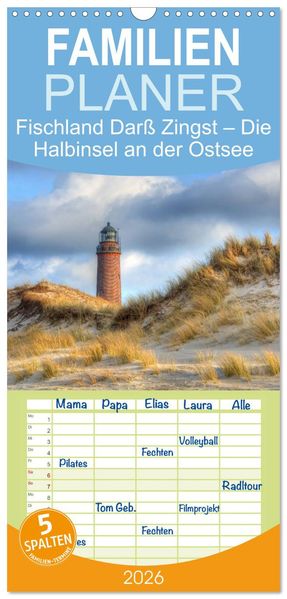 Familienplaner 2026 - Fischland Darß Zingst - Die Halbinsel an der Ostsee mit 5 Spalten (Wandkalender 21 x 45 cm) CALVENDO