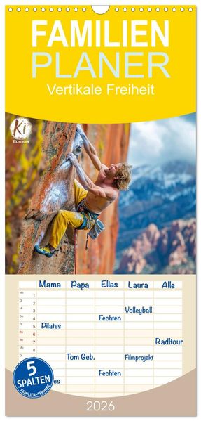 Familienplaner 2026 - Vertikale Freiheit mit 5 Spalten (Wandkalender 21 x 45 cm) CALVENDO