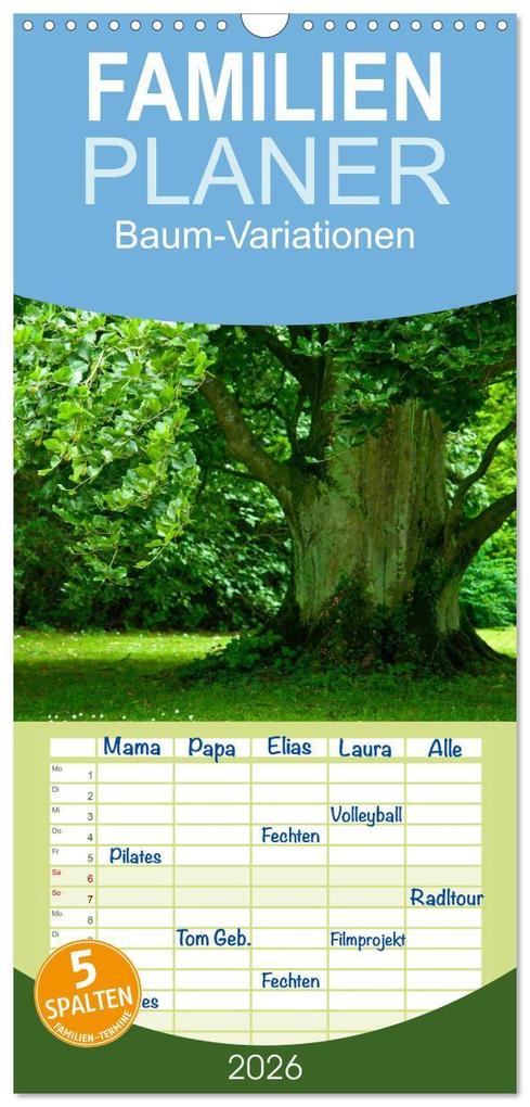 Familienplaner 2026 - Baum-Variationen mit 5 Spalten (Wandkalender 21 x 45 cm) CALVENDO
