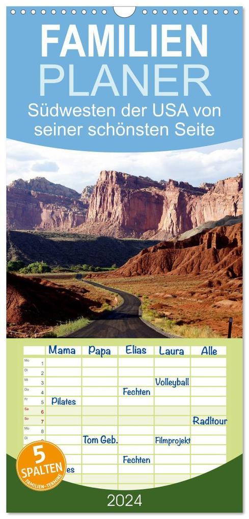 Familienplaner 2026 - USA-Südwesten von seiner schönsten Seite 2026 mit 5 Spalten (Wandkalender 21 x 45 cm) CALVENDO