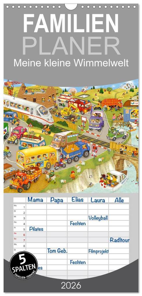 Familienplaner 2026 - Meine kleine Wimmelwelt mit 5 Spalten (Wandkalender 21 x 45 cm) CALVENDO