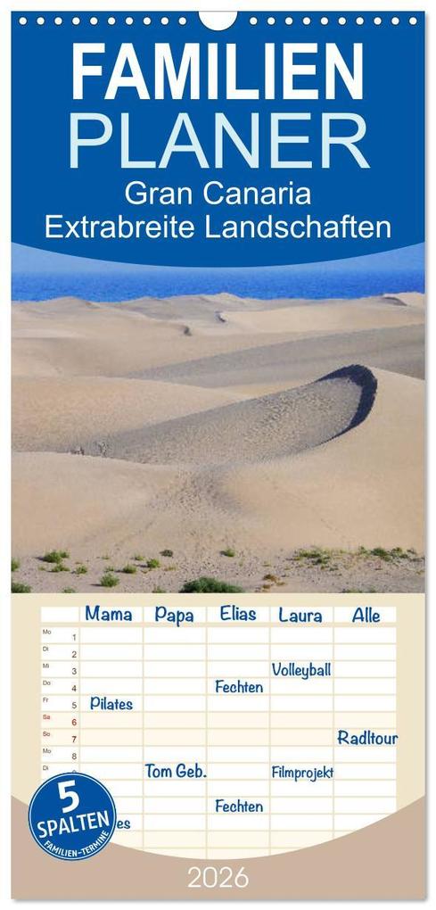 Familienplaner 2026 - Gran Canaria - Extrabreite Landschaften mit 5 Spalten (Wandkalender 21 x 45 cm) CALVENDO