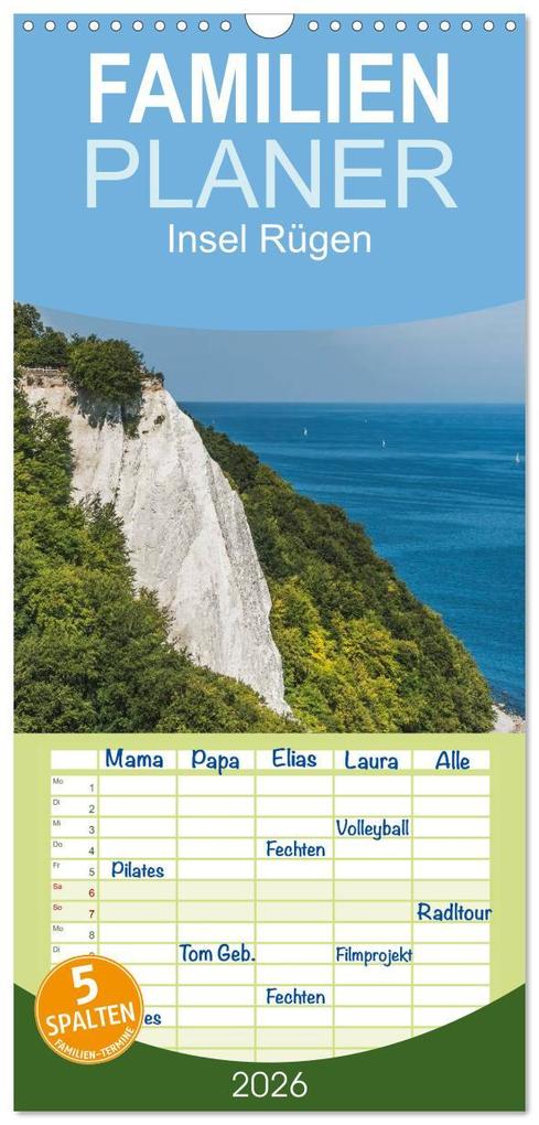 Familienplaner 2026 - Entdeckungen auf der Insel Rügen mit 5 Spalten (Wandkalender 21 x 45 cm) CALVENDO