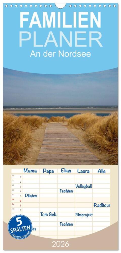 Familienplaner 2026 - An der Nordsee mit 5 Spalten (Wandkalender 21 x 45 cm) CALVENDO