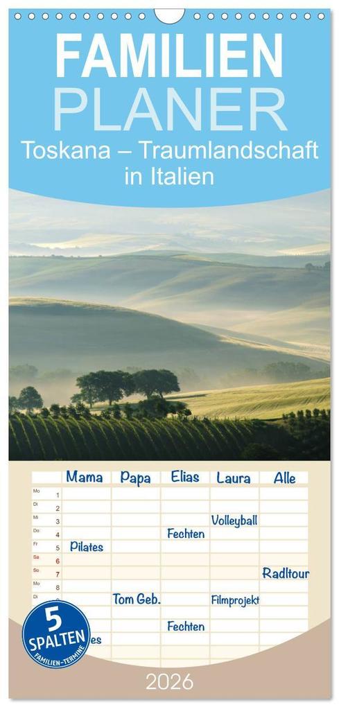 Familienplaner 2026 - Toskana - Traumlandschaft in Italien mit 5 Spalten (Wandkalender 21 x 45 cm) CALVENDO