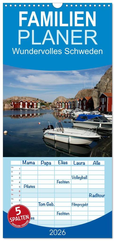 Familienplaner 2026 - Wundervolles Schweden mit 5 Spalten (Wandkalender 21 x 45 cm) CALVENDO