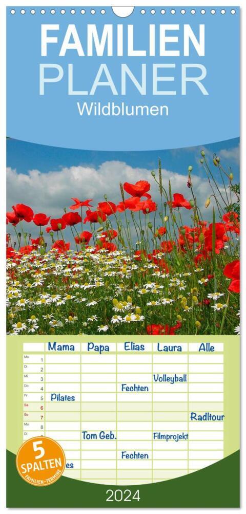 Familienplaner 2026 - Wildblumen 2026 mit 5 Spalten (Wandkalender 21 x 45 cm) CALVENDO