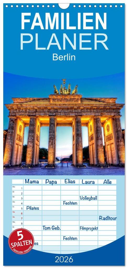 Familienplaner 2026 - Berlin mit 5 Spalten (Wandkalender 21 x 45 cm) CALVENDO