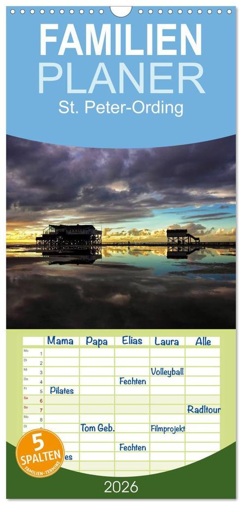 Familienplaner 2026 - St. Peter-Ording mit 5 Spalten (Wandkalender 21 x 45 cm) CALVENDO