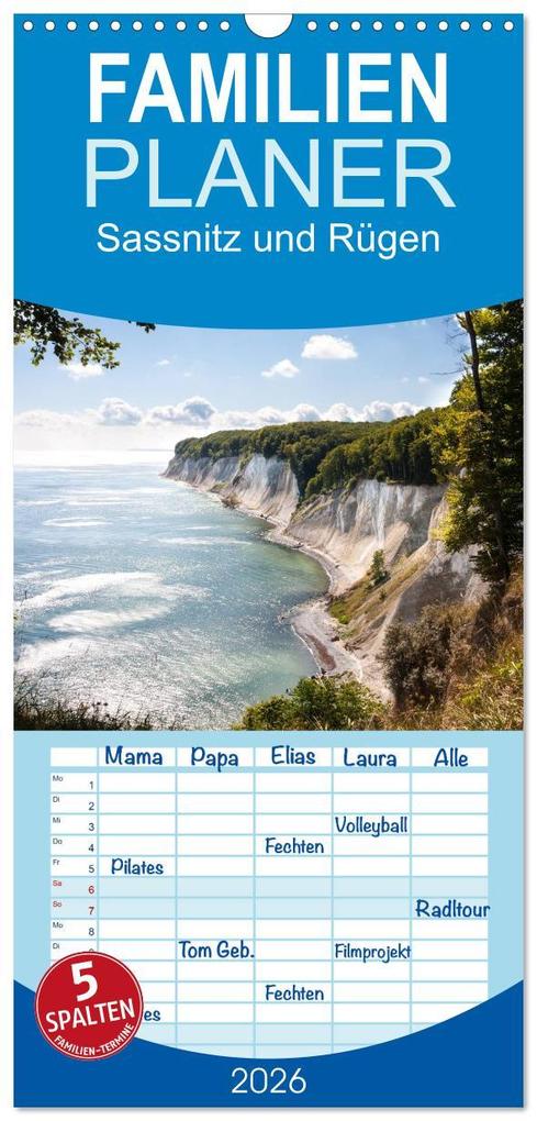 Familienplaner 2026 - Sassnitz und Rügen mit 5 Spalten (Wandkalender 21 x 45 cm) CALVENDO