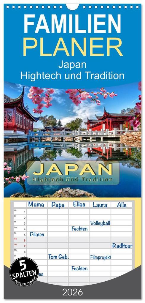 Familienplaner 2026 - Japan - Hightech und Tradition mit 5 Spalten (Wandkalender 21 x 45 cm) CALVENDO