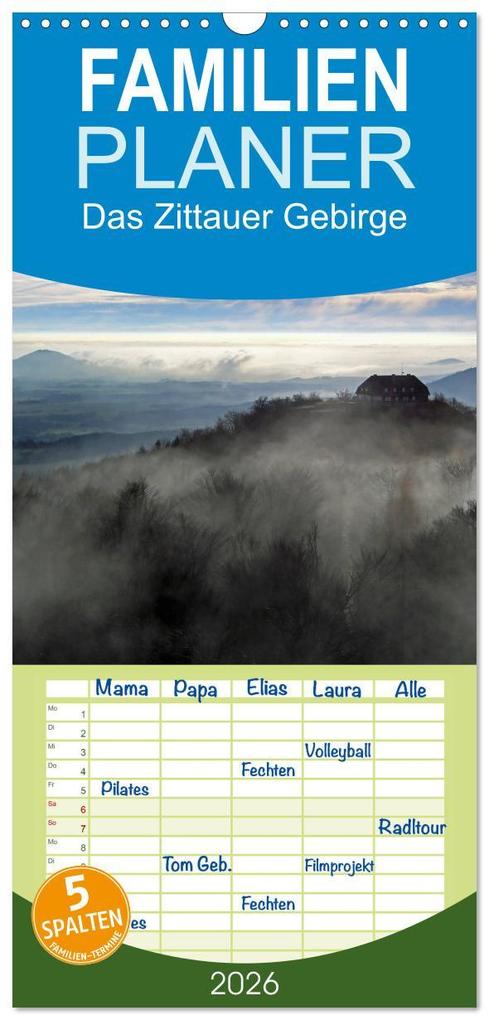 Familienplaner 2026 - Das Zittauer Gebirge - mit 5 Spalten (Wandkalender 21 x 45 cm) CALVENDO