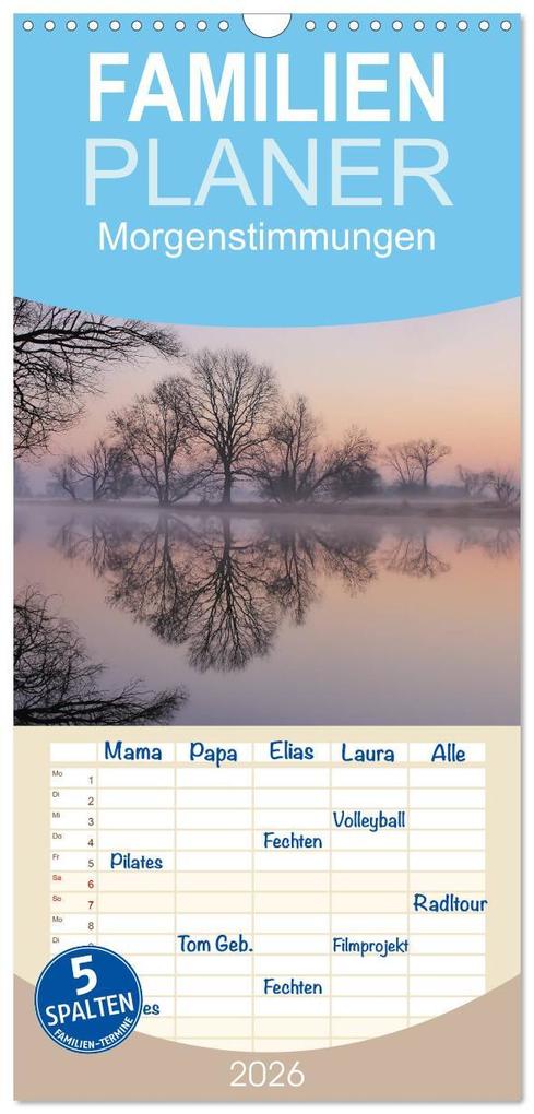 Familienplaner 2026 - Morgenstimmungen 2026 mit 5 Spalten (Wandkalender 21 x 45 cm) CALVENDO