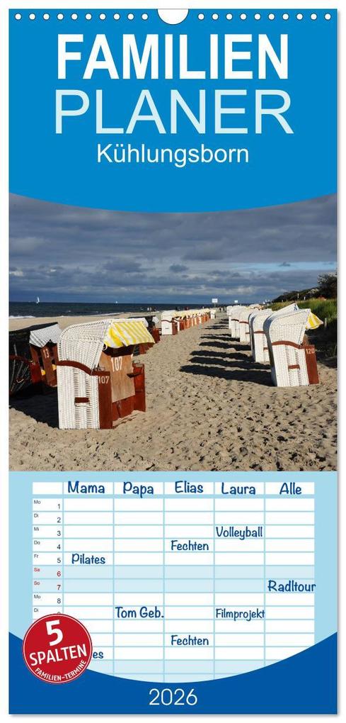 Familienplaner 2026 - Kühlungsborn mit 5 Spalten (Wandkalender 21 x 45 cm) CALVENDO