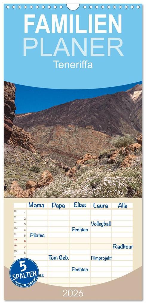 Familienplaner 2026 - Teneriffa - Inmitten des Atlantischen Archipels mit 5 Spalten (Wandkalender 21 x 45 cm) CALVENDO
