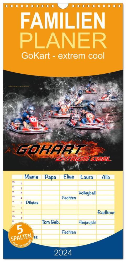 Familienplaner 2026 - GoKart - extrem cool mit 5 Spalten (Wandkalender 21 x 45 cm) CALVENDO
