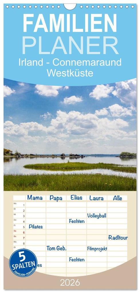 Familienplaner 2026 - Irland - Connemara und Westküste mit 5 Spalten (Wandkalender 21 x 45 cm) CALVENDO