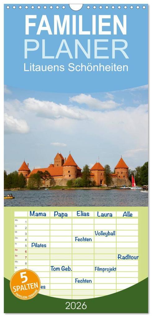 Familienplaner 2026 - Litauens Schönheiten mit 5 Spalten (Wandkalender 21 x 45 cm) CALVENDO