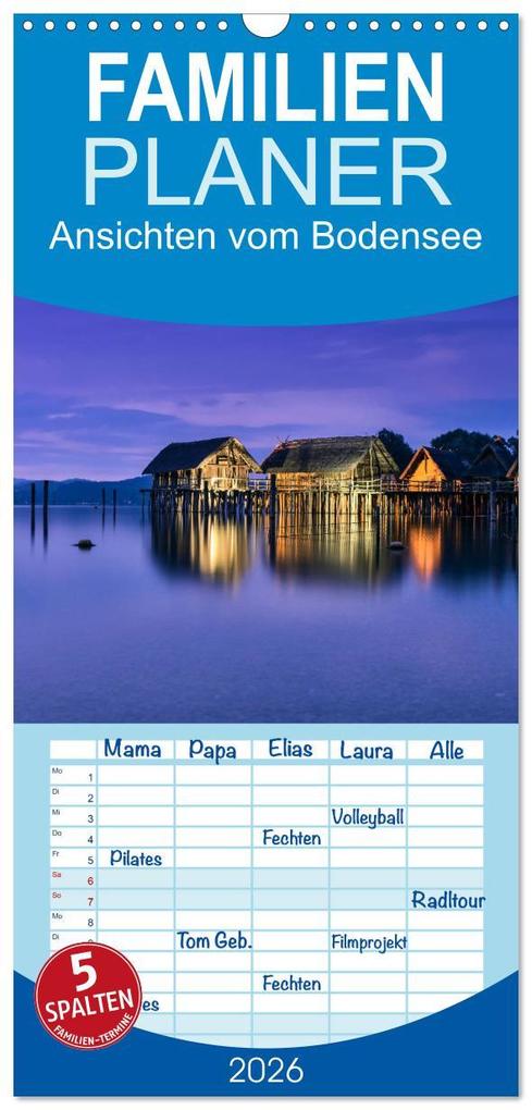 Familienplaner 2026 - Ansichten vom Bodensee mit 5 Spalten (Wandkalender 21 x 45 cm) CALVENDO