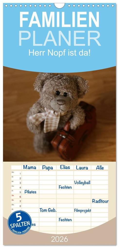 Familienplaner 2026 - Herr Nopf ist da! mit 5 Spalten (Wandkalender 21 x 45 cm) CALVENDO