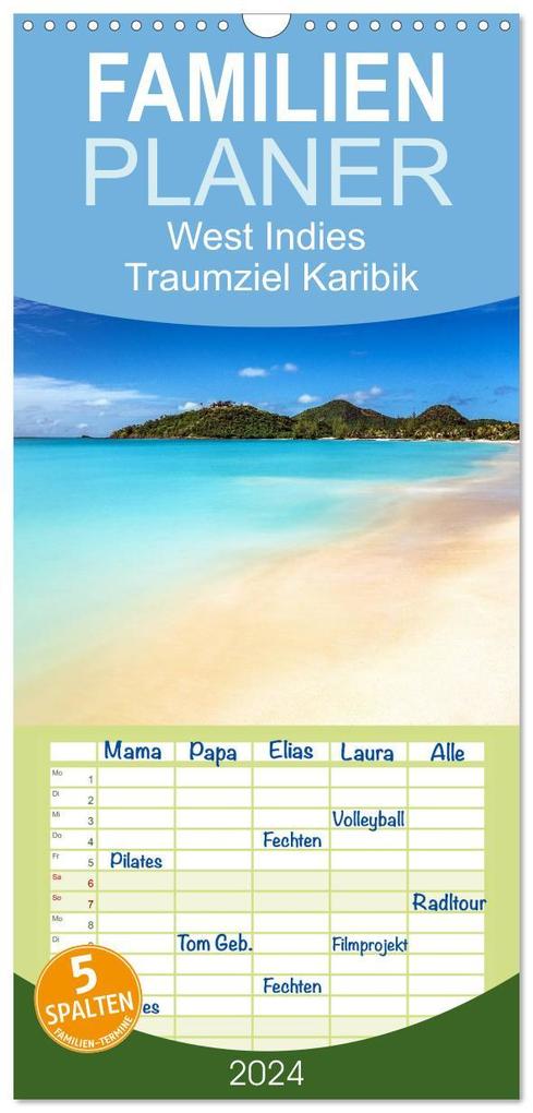 Familienplaner 2026 - West Indies - Traumziel Karibik mit 5 Spalten (Wandkalender 21 x 45 cm) CALVENDO