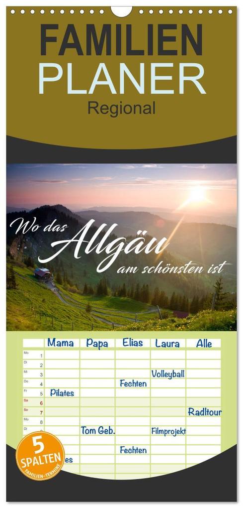 Familienplaner 2026 - Wo das Allgäu am schönsten ist mit 5 Spalten (Wandkalender 21 x 45 cm) CALVENDO