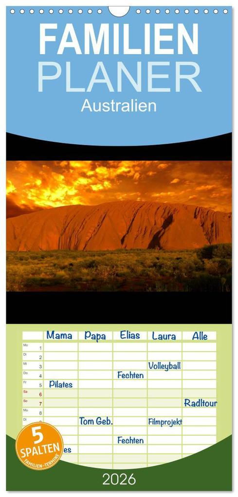 Familienplaner 2026 - Australien mit 5 Spalten (Wandkalender 21 x 45 cm) CALVENDO