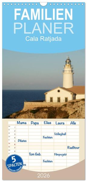 Familienplaner 2026 - Cala Ratjada mit 5 Spalten (Wandkalender 21 x 45 cm) CALVENDO