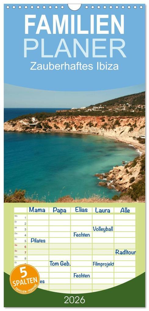 Familienplaner 2026 - Zauberhaftes Ibiza mit 5 Spalten (Wandkalender 21 x 45 cm) CALVENDO