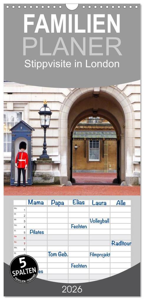 Familienplaner 2026 - Stippvisite in London mit 5 Spalten (Wandkalender 21 x 45 cm) CALVENDO