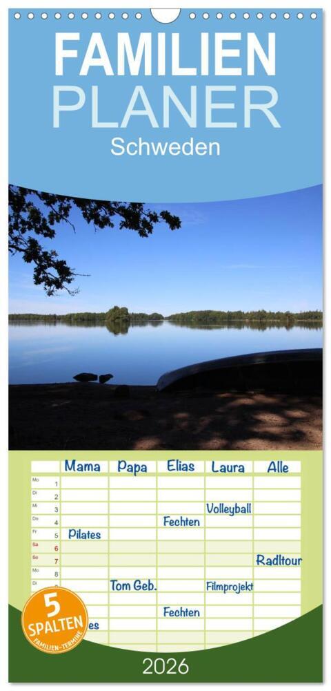 Familienplaner 2026 - Schweden 2026 mit 5 Spalten (Wandkalender 21 x 45 cm) CALVENDO